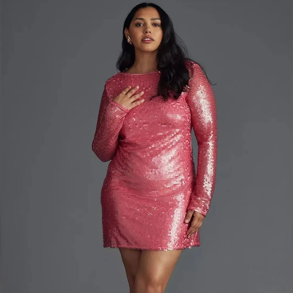 Anthropologie Sequin Drape Back Dress NWT